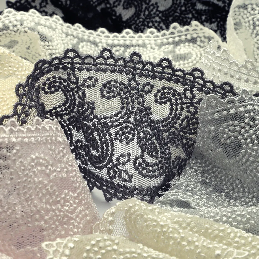 Embroidered Tulle Lace #158 Milk