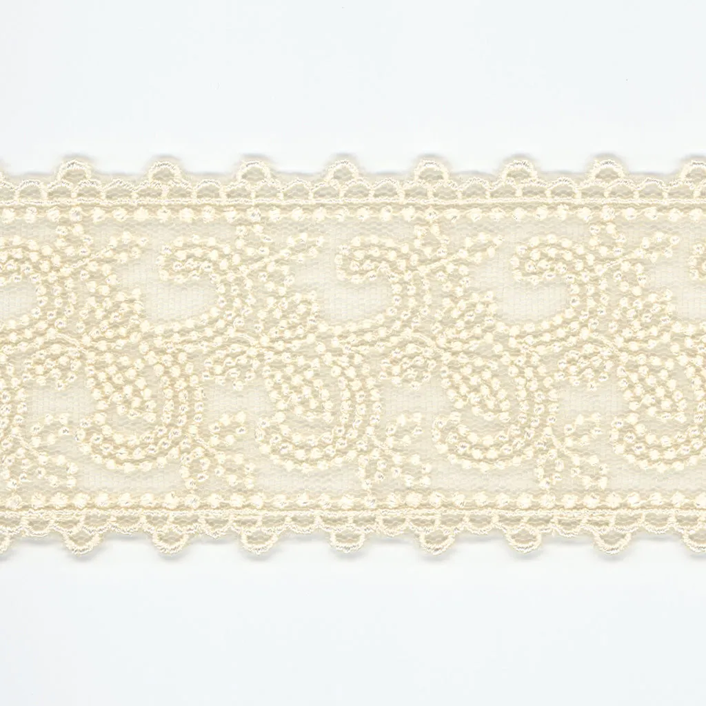 Embroidered Tulle Lace #158 Milk