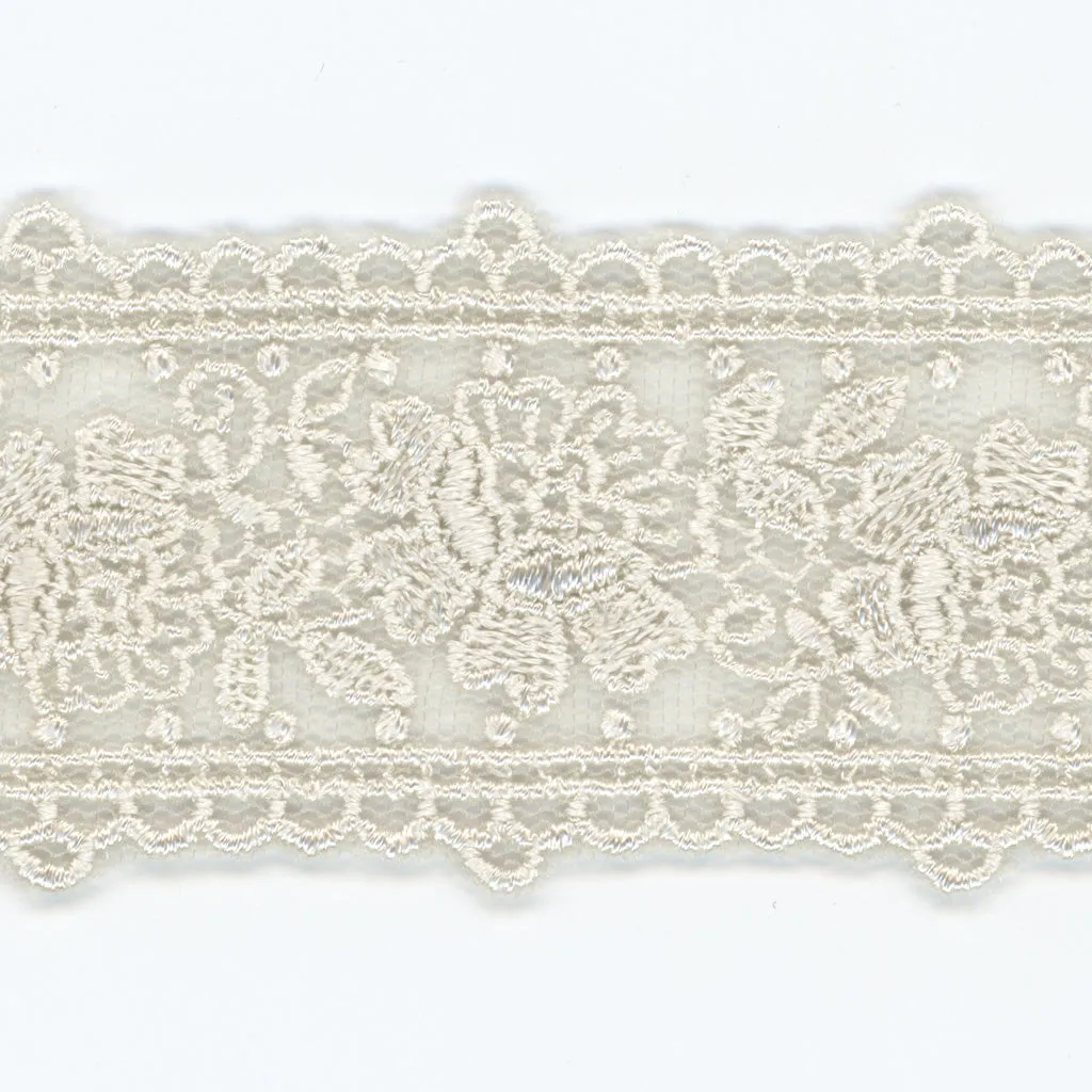 Embroidered Tulle Lace #48 Silver