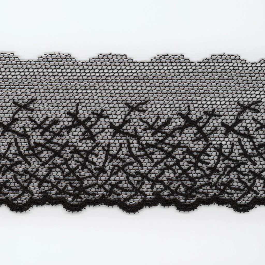Embroidered Tulle Lace #50 Black