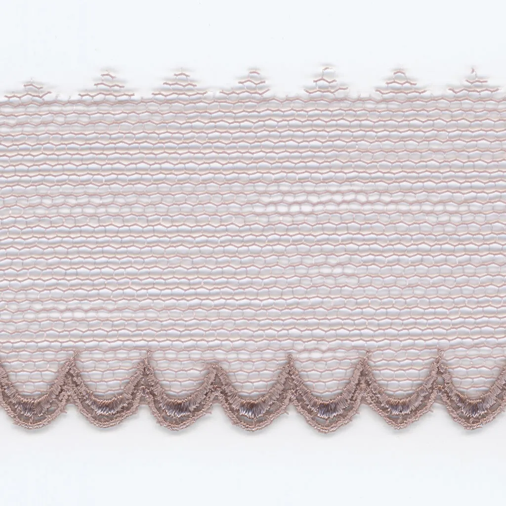 Embroidered Tulle Lace #61 Azuki