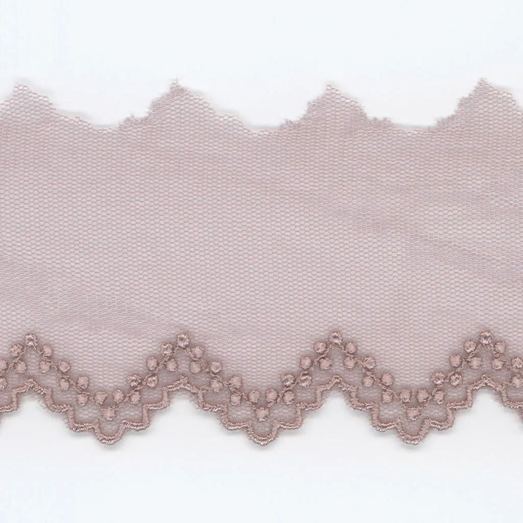 Embroidered Tulle Lace #61 Azuki