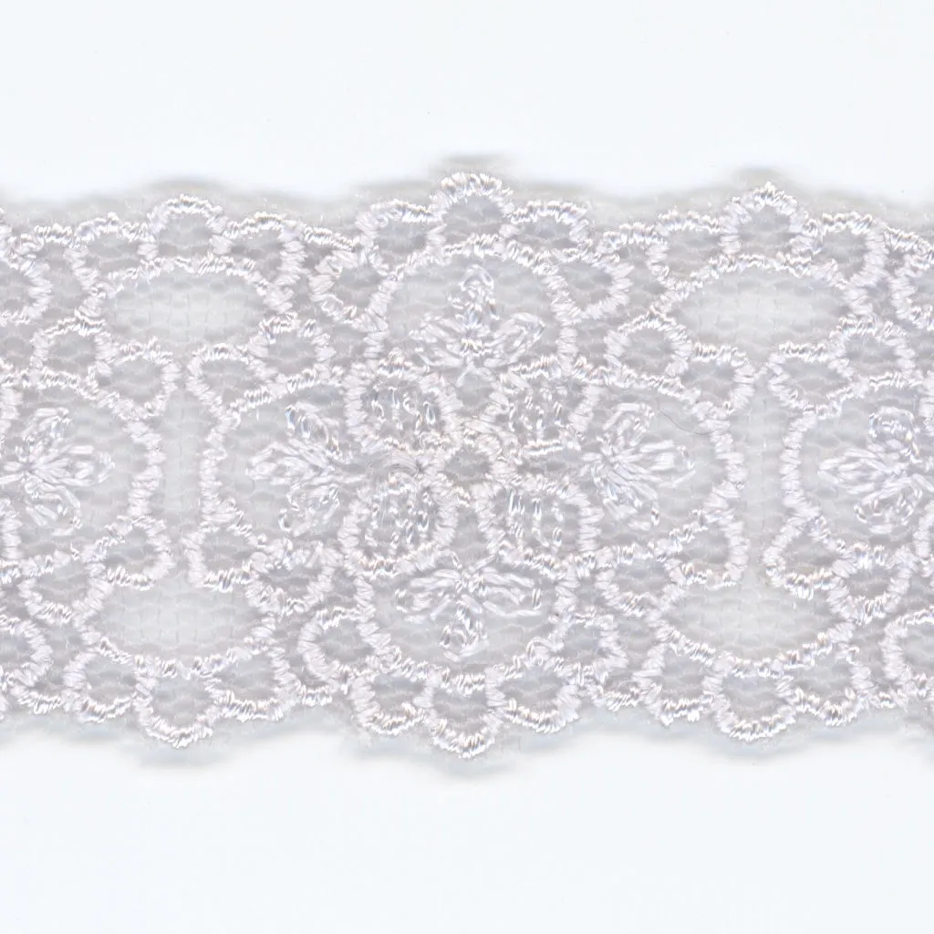 Embroidered Tulle Lace #93 Silver Rose