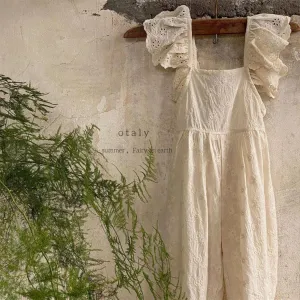 Embroidery Back Bow Jumpsuit
