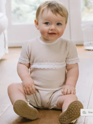 Emile et Rose Josie Stone Girls Pretty Knit Romper 012557