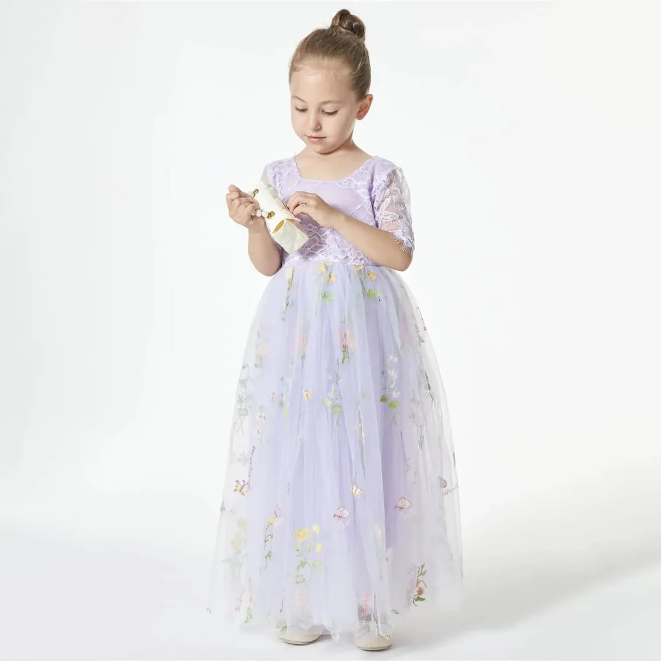 Enchanted Dress - Embroidered Lilac Lace