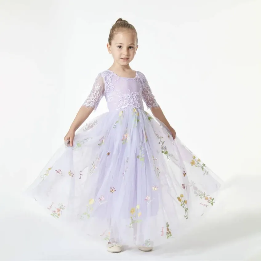 Enchanted Dress - Embroidered Lilac Lace