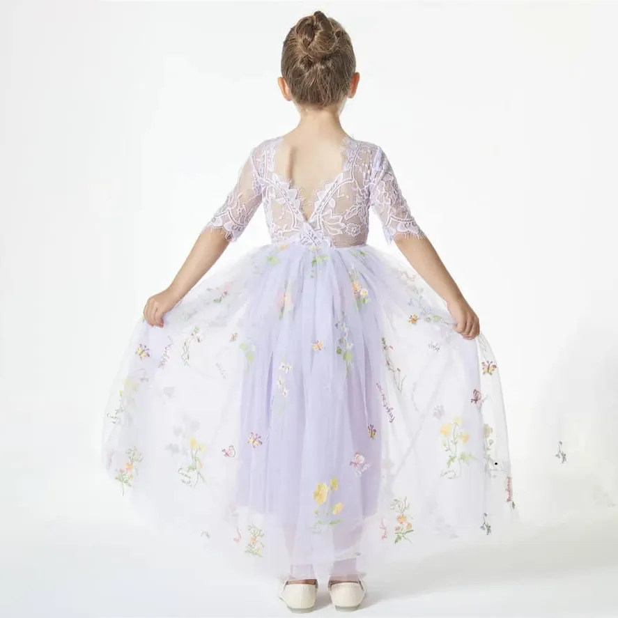 Enchanted Dress - Embroidered Lilac Lace