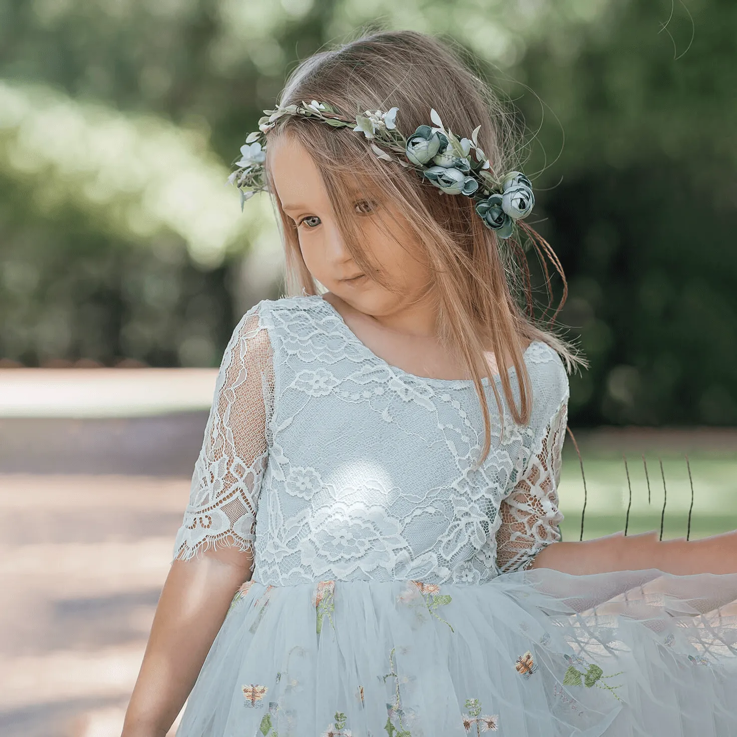 Enchanted Dress - Embroidered Powder Blue Lace