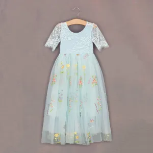 Enchanted Dress - Embroidered Powder Blue Lace