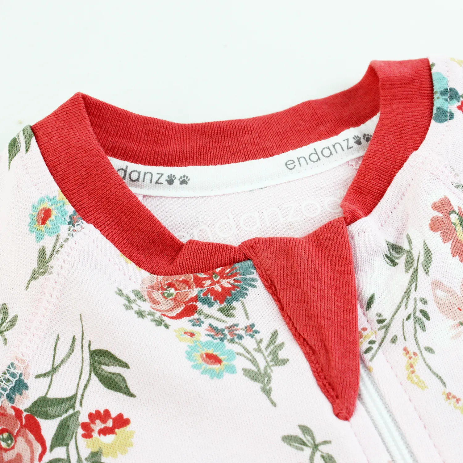 Endanzoo Organic Double Zippered Romper - Pink Blossom
