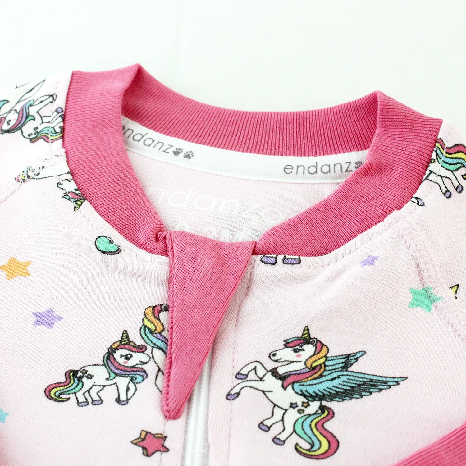 Endanzoo Organic Double Zippered Romper - Rainbow Unicorns