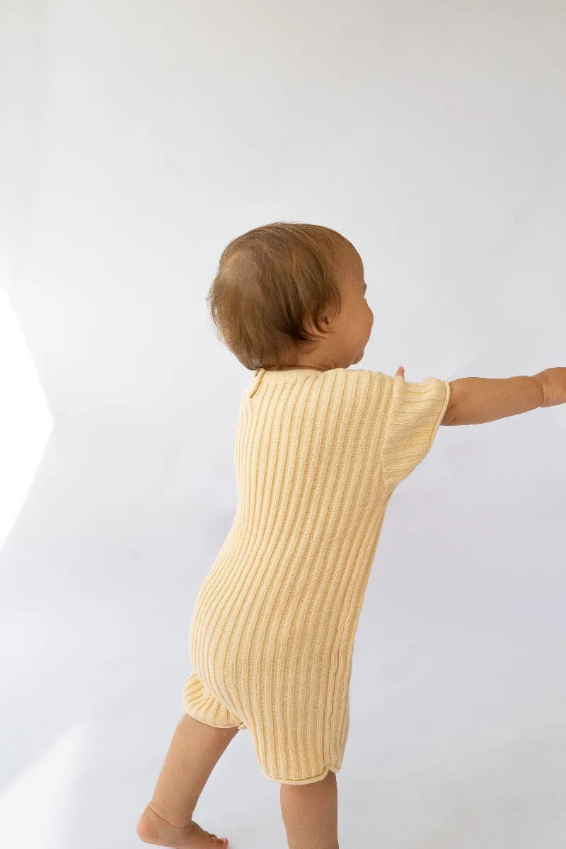 Essential Ribbed Knit Romper - Butter