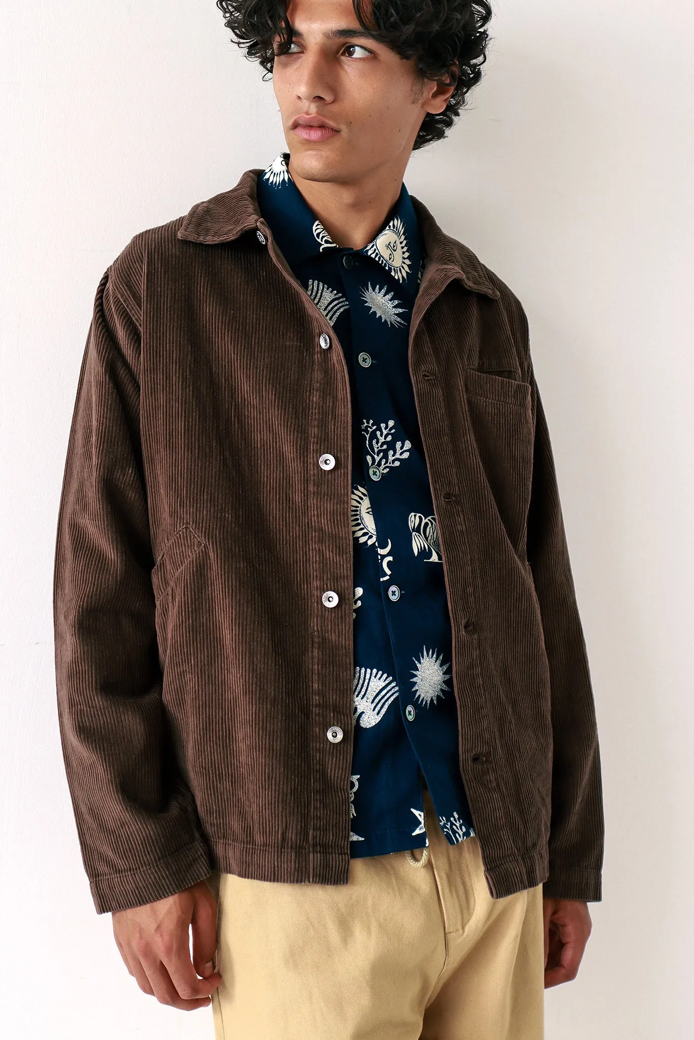 Evans Overshirt Slate Brown Corduroy