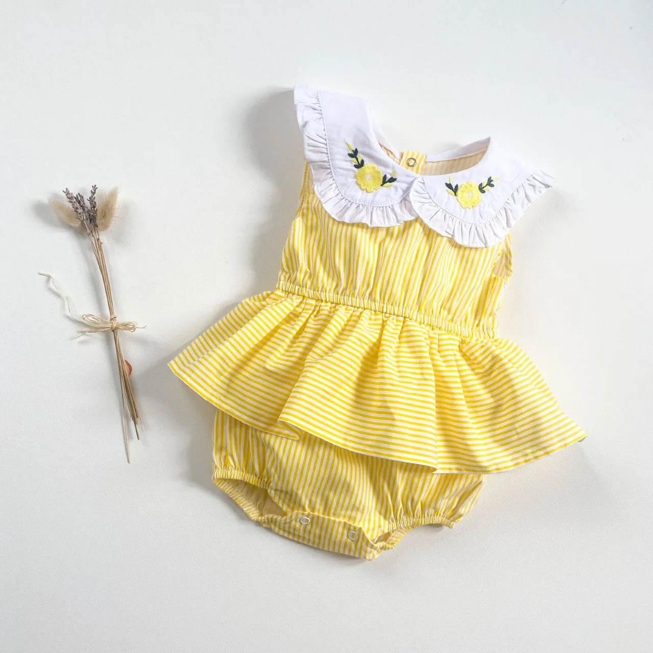 Evelyn Stripe Peplum Romper