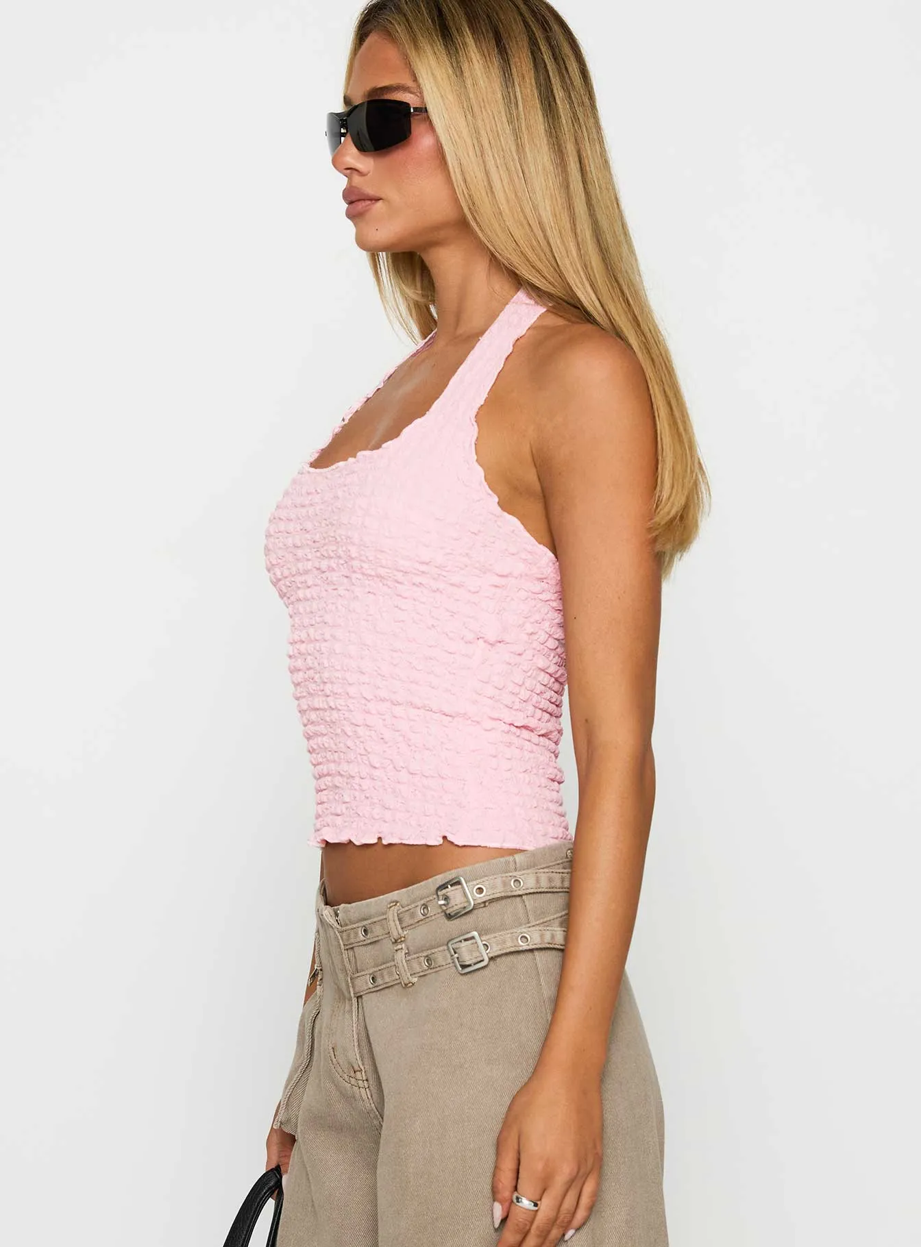 Eventually Textured Top Pink