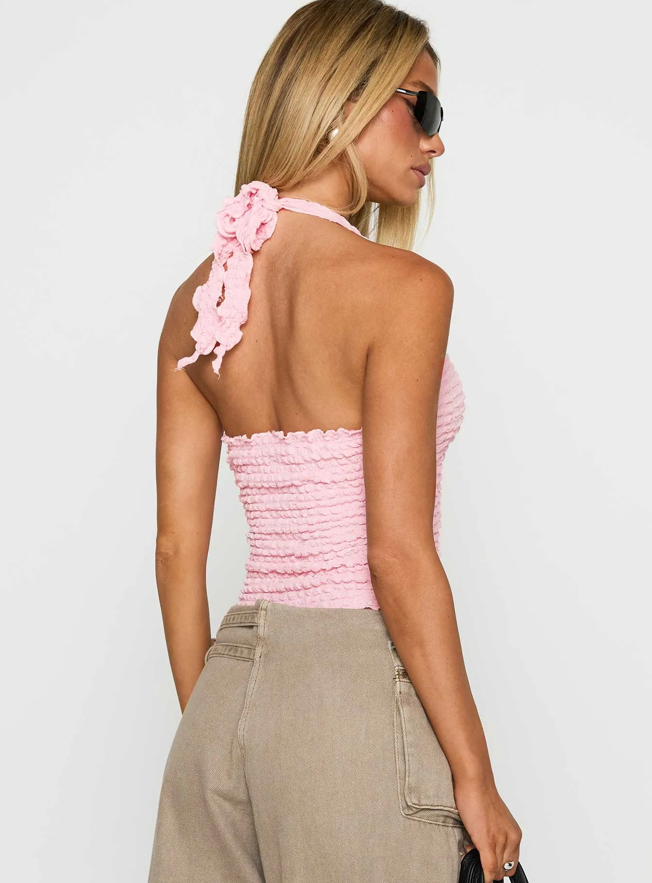 Eventually Textured Top Pink