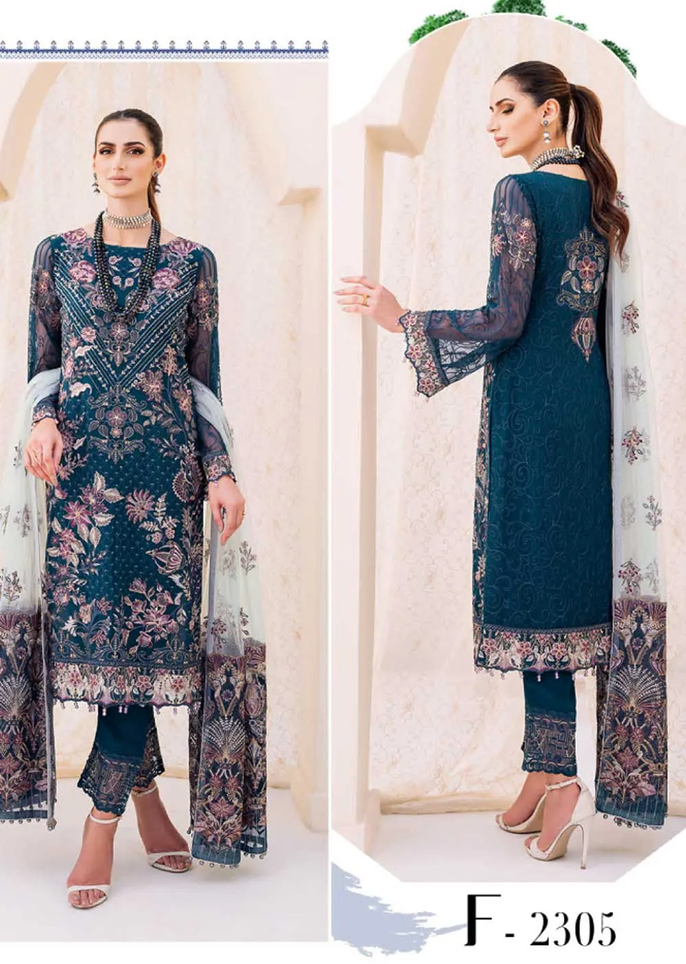 F-2305 - Unstitched - Ramsha Chiffon Collection 2023