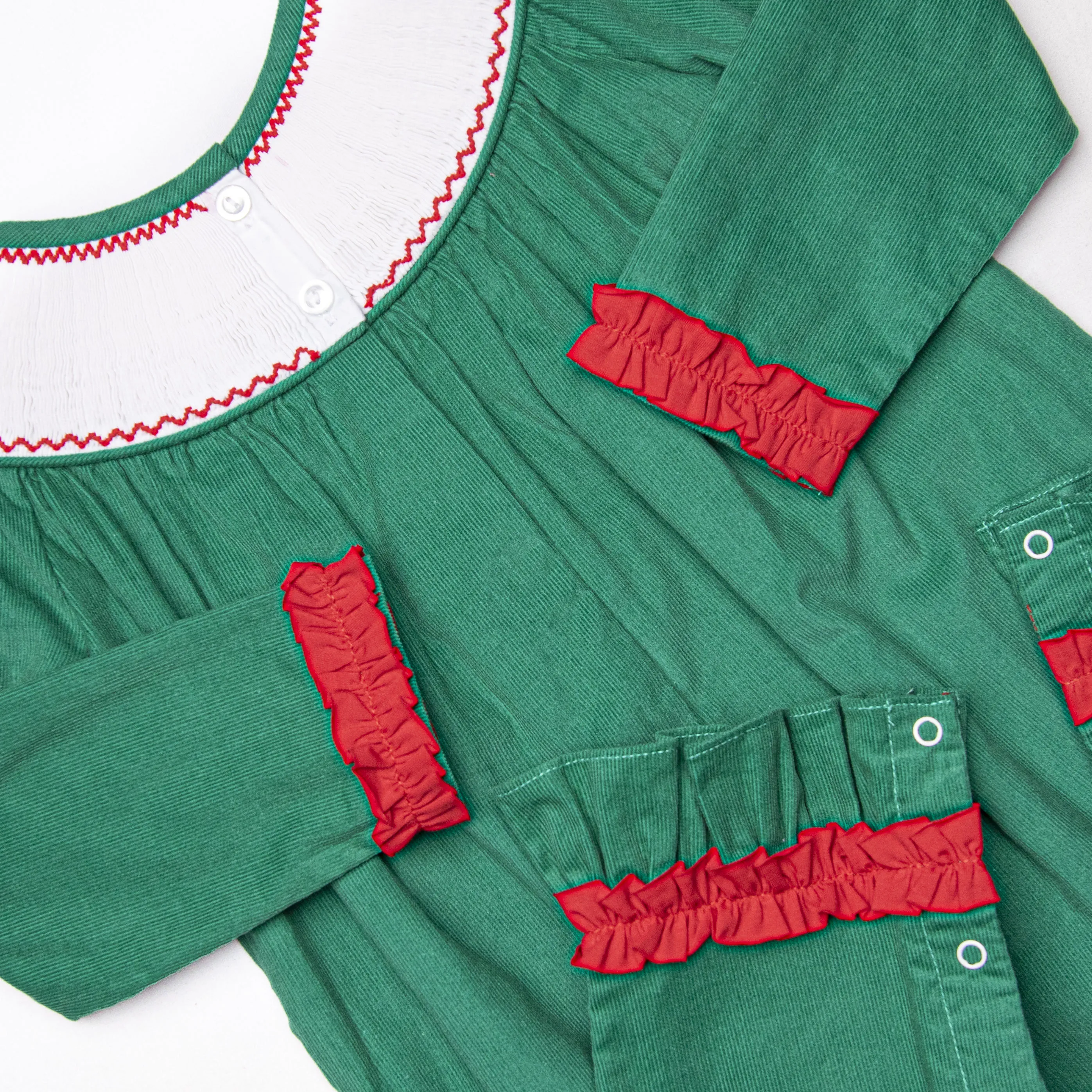 Fa La La Labs Smocked Romper, Green