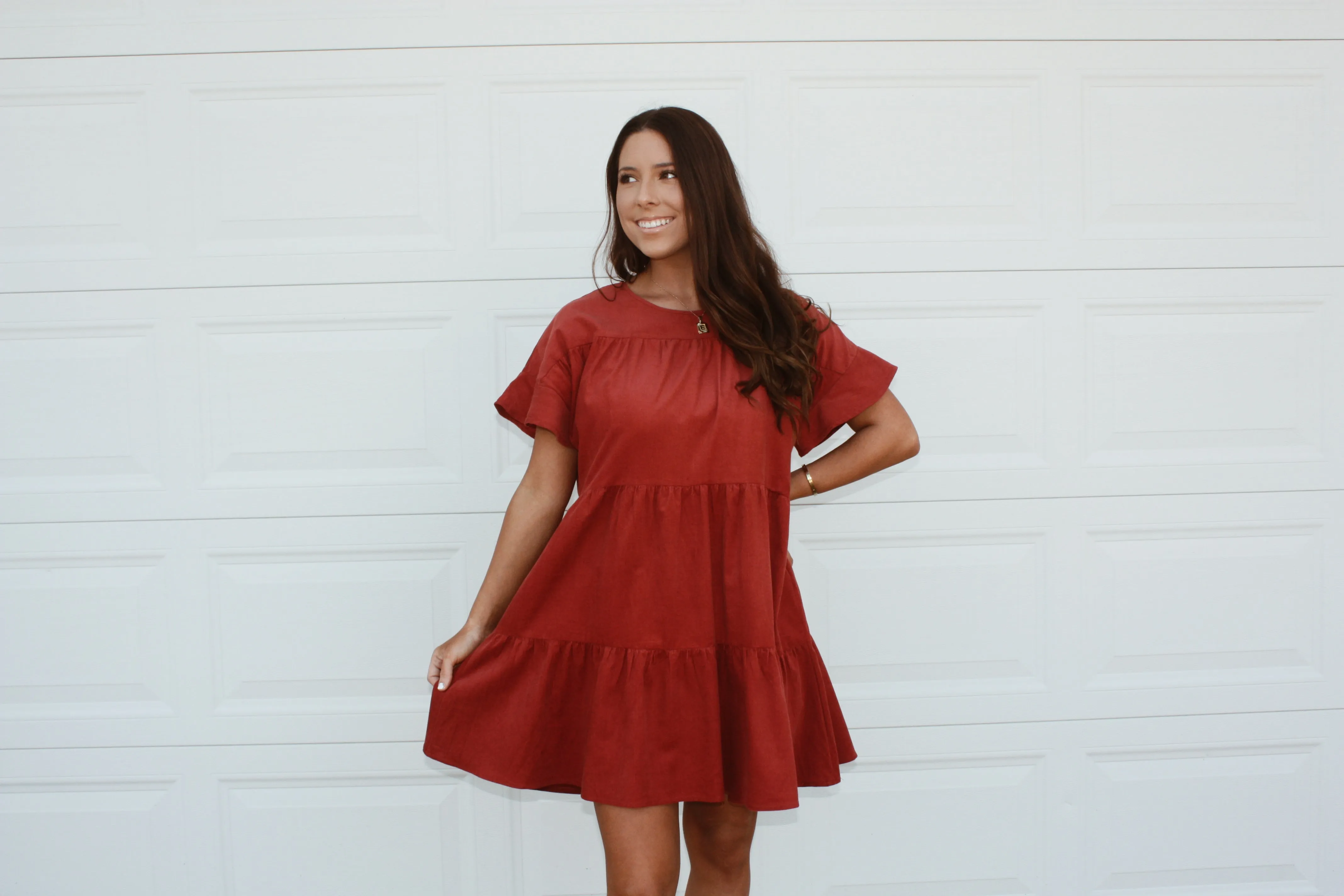 Fall Rust Corduroy Dress