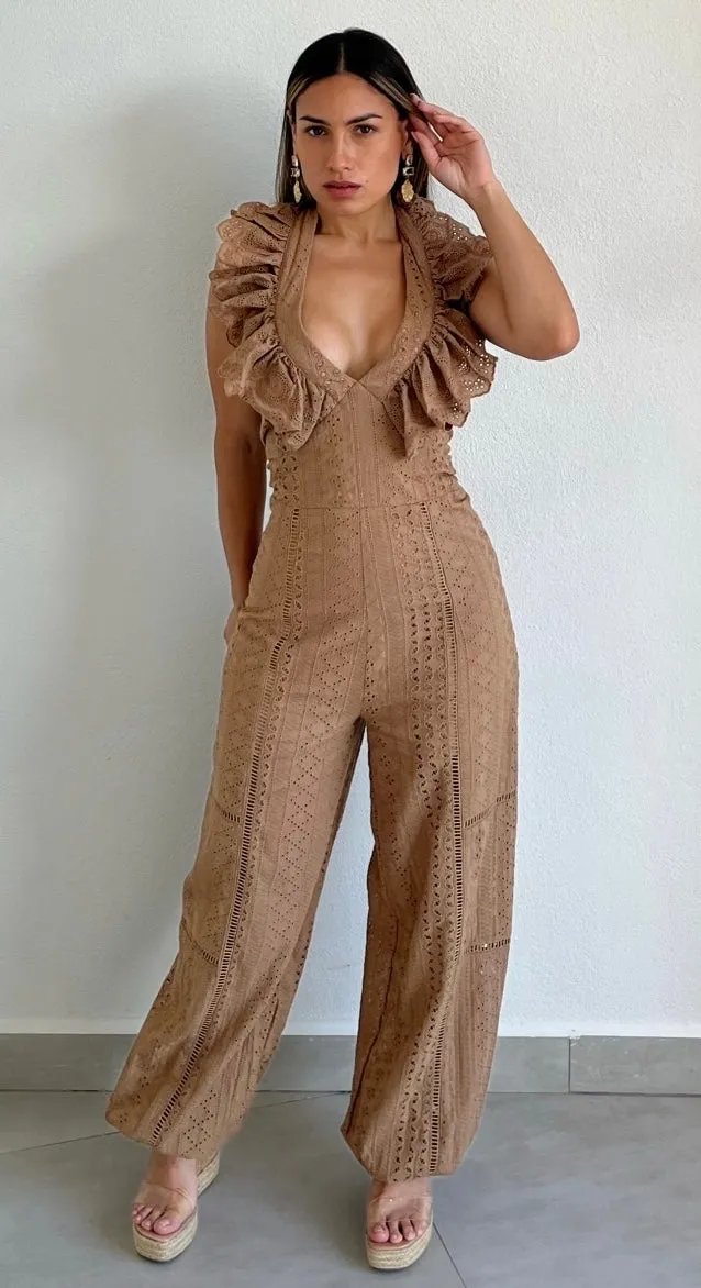 Feels Like Fall Eyelet & Ruffled Jumpsuit