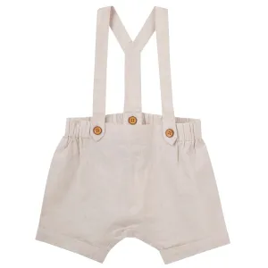 Finley Linen Suspender Shorts - Sand