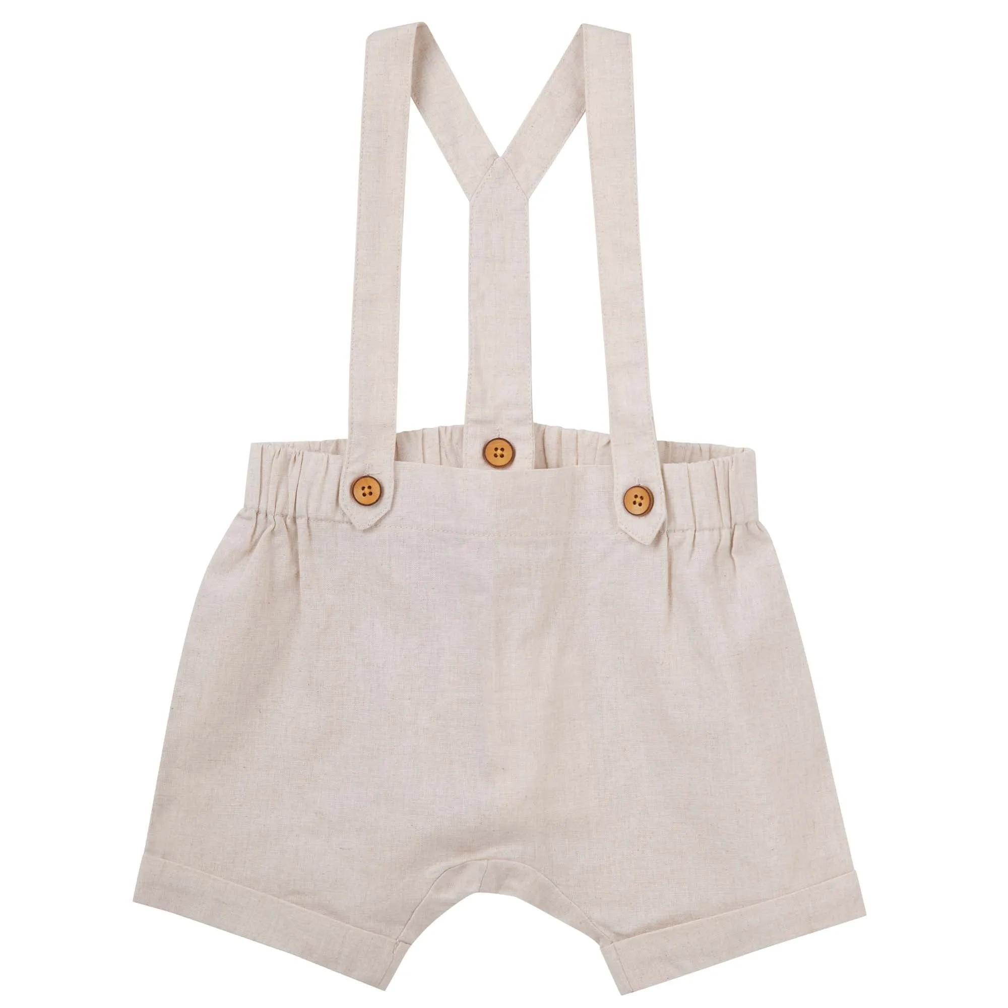 Finley Linen Suspender Shorts - Sand