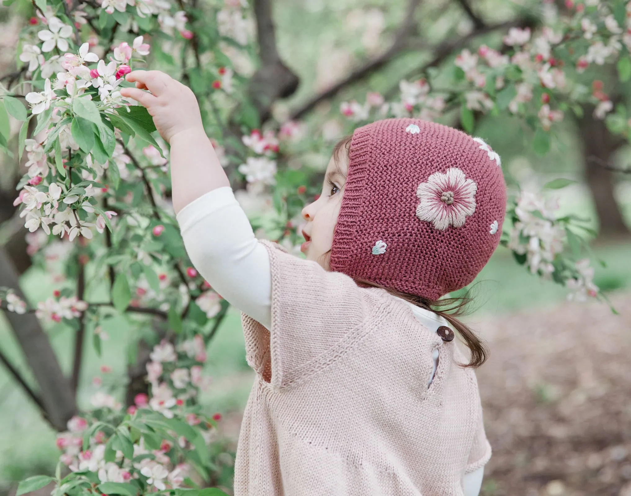 Flora Embroidered Bonnet, Deep Berry