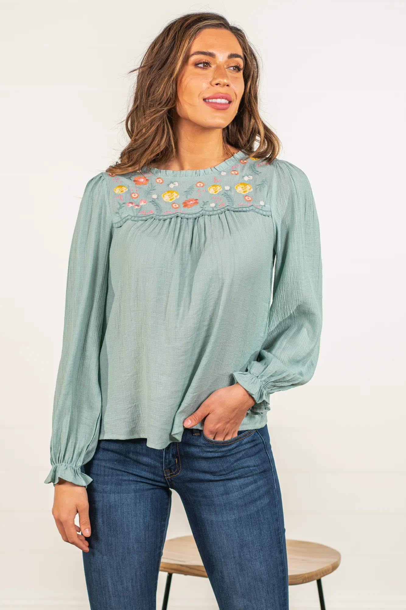 Floral Embroidered Blouse | Top