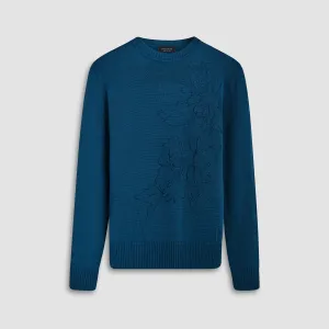 Floral Embroidered Crew Neck Sweater