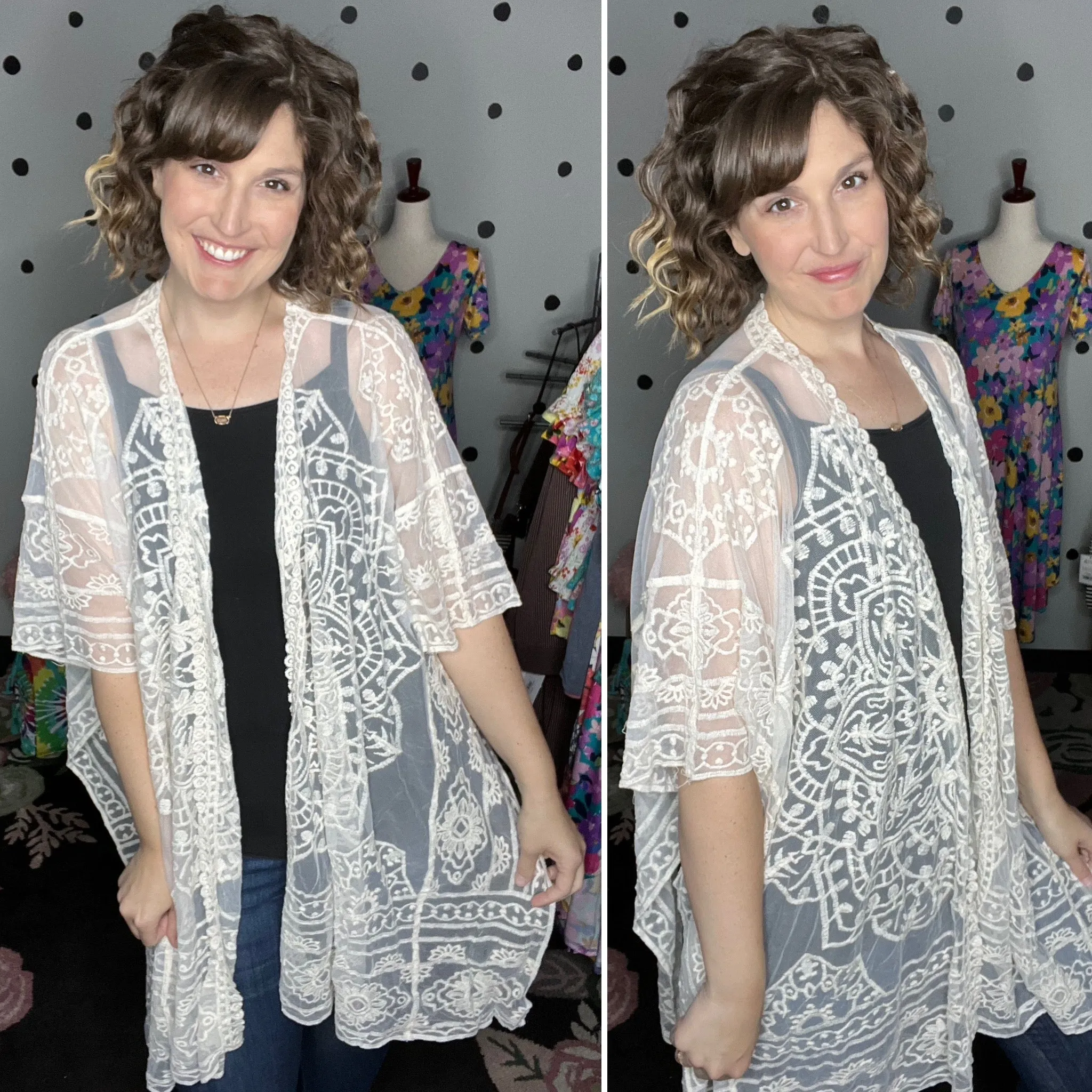 Floral Mandala Embroidered Kimono