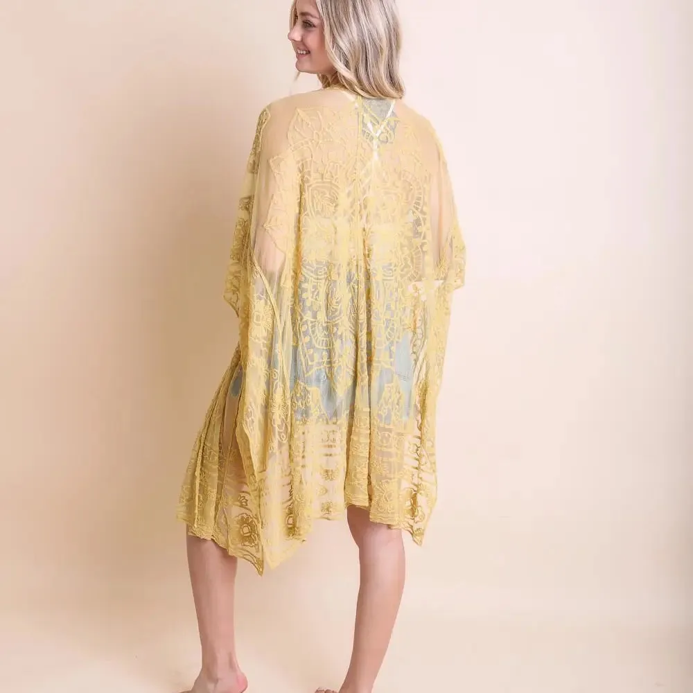 Floral Mandala Embroidered Kimono