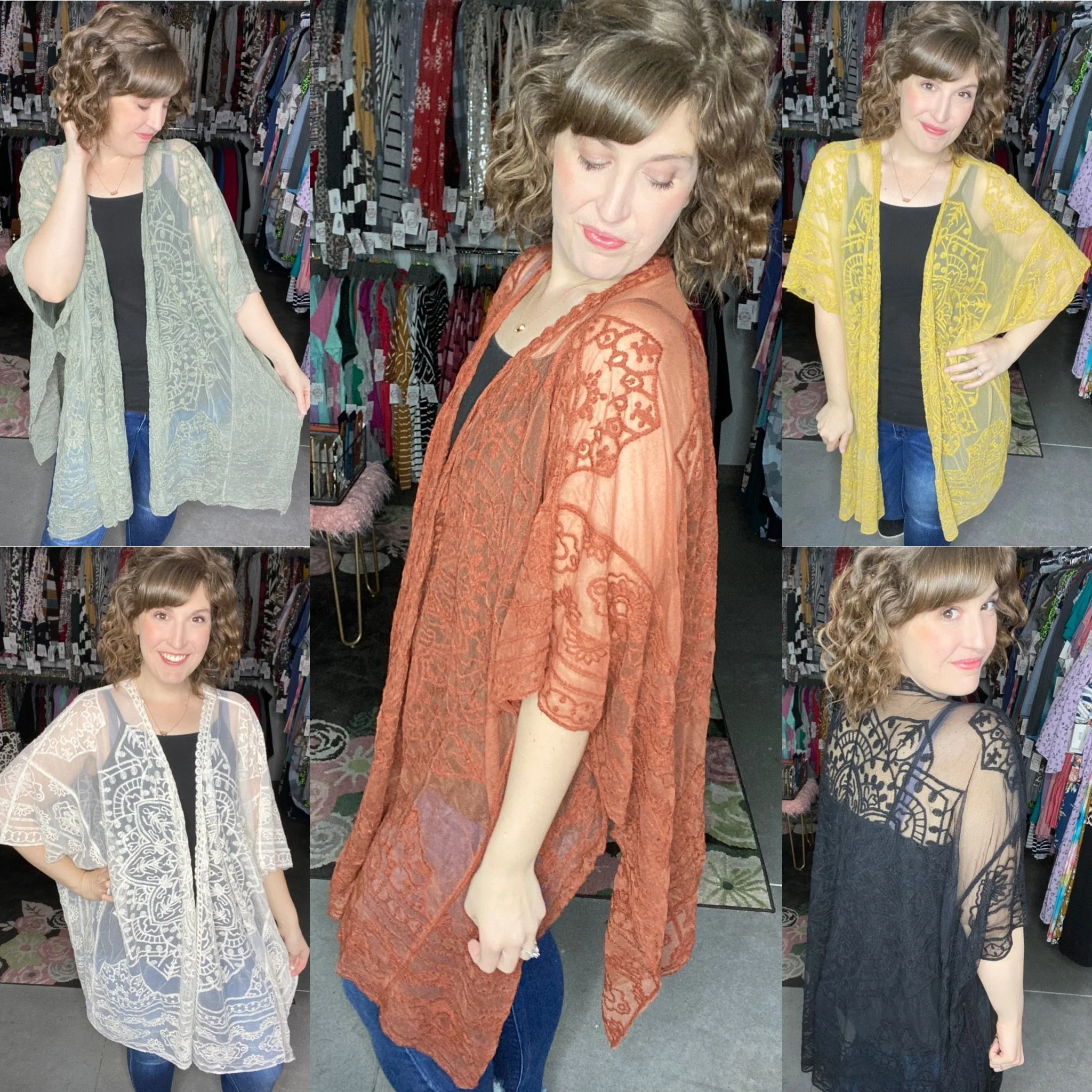 Floral Mandala Embroidered Kimono