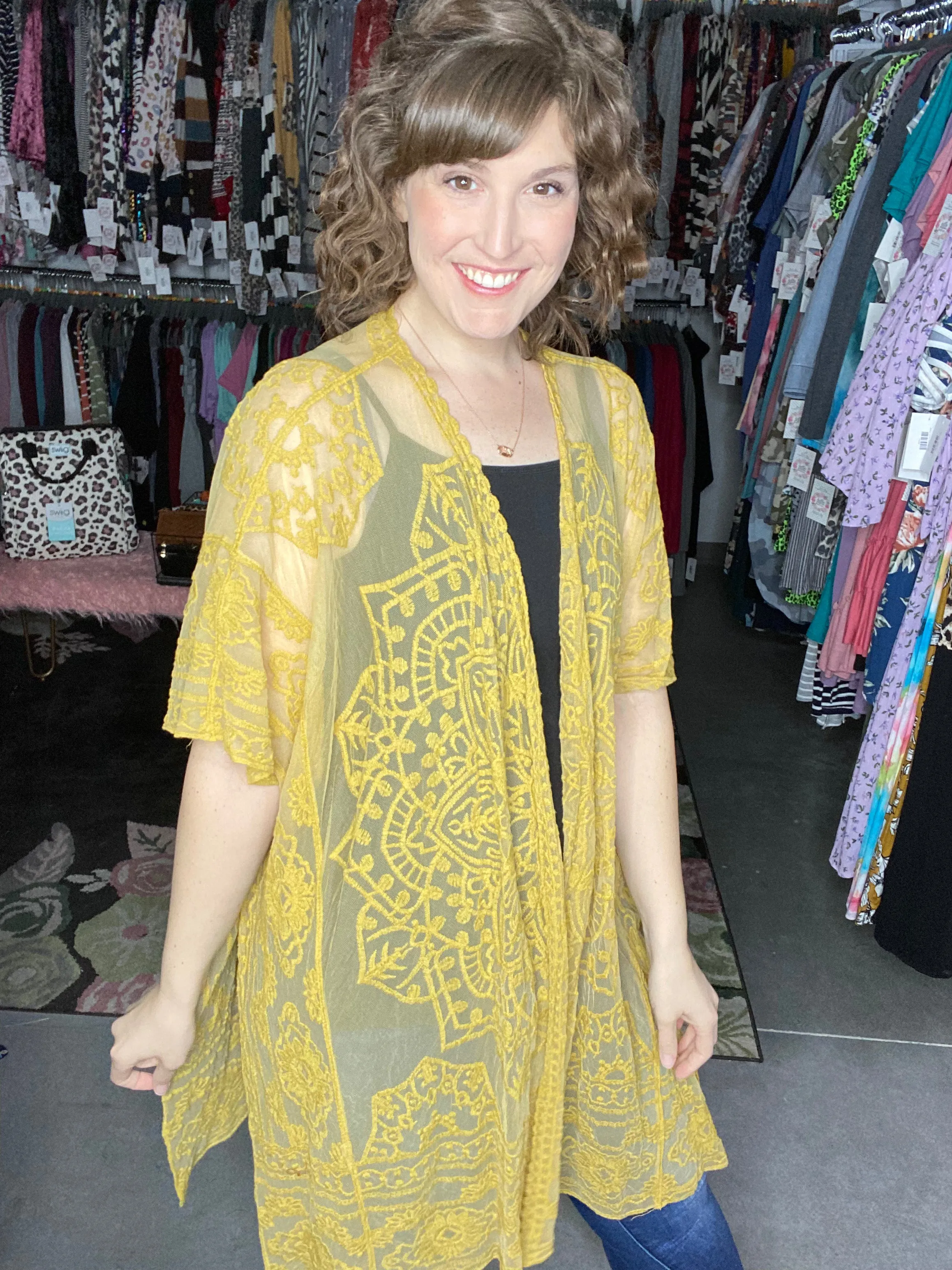 Floral Mandala Embroidered Kimono