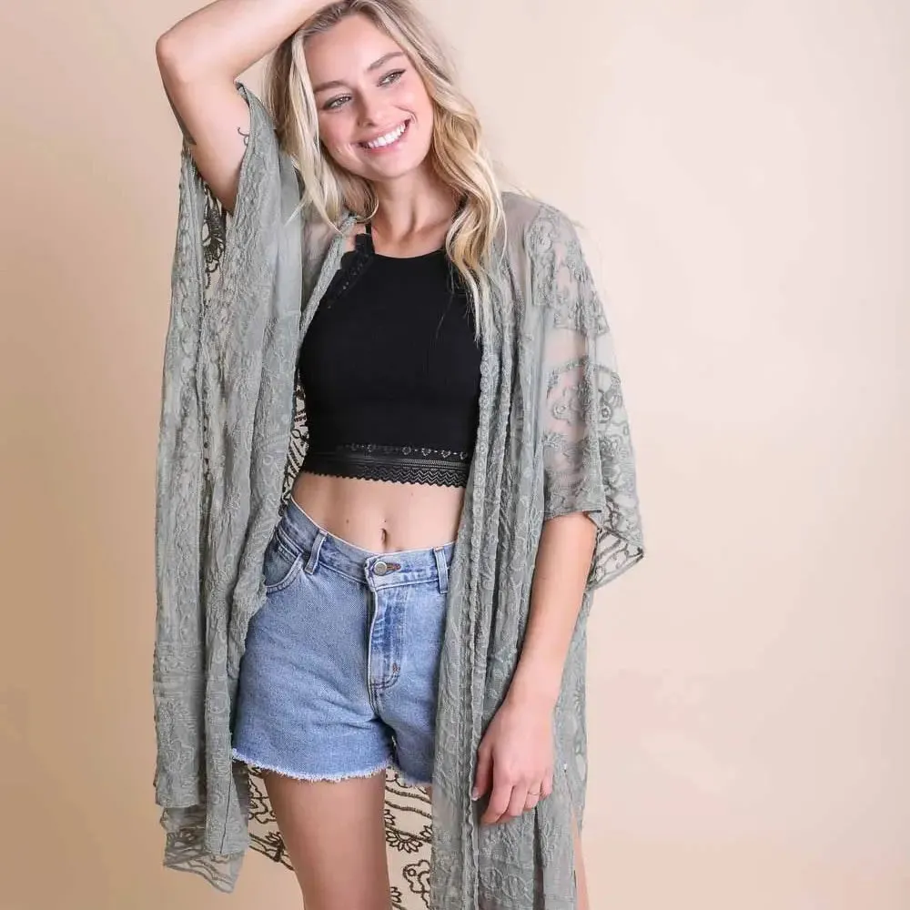 Floral Mandala Embroidered Kimono
