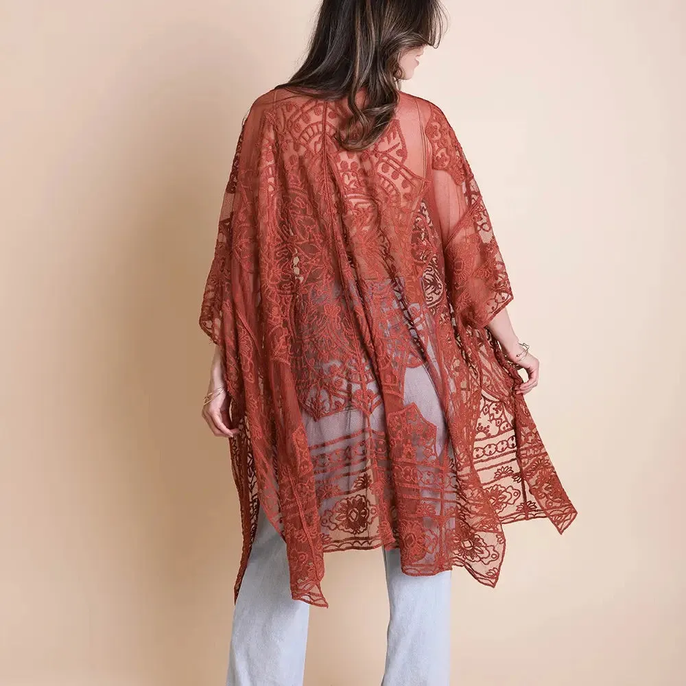 Floral Mandala Embroidered Kimono