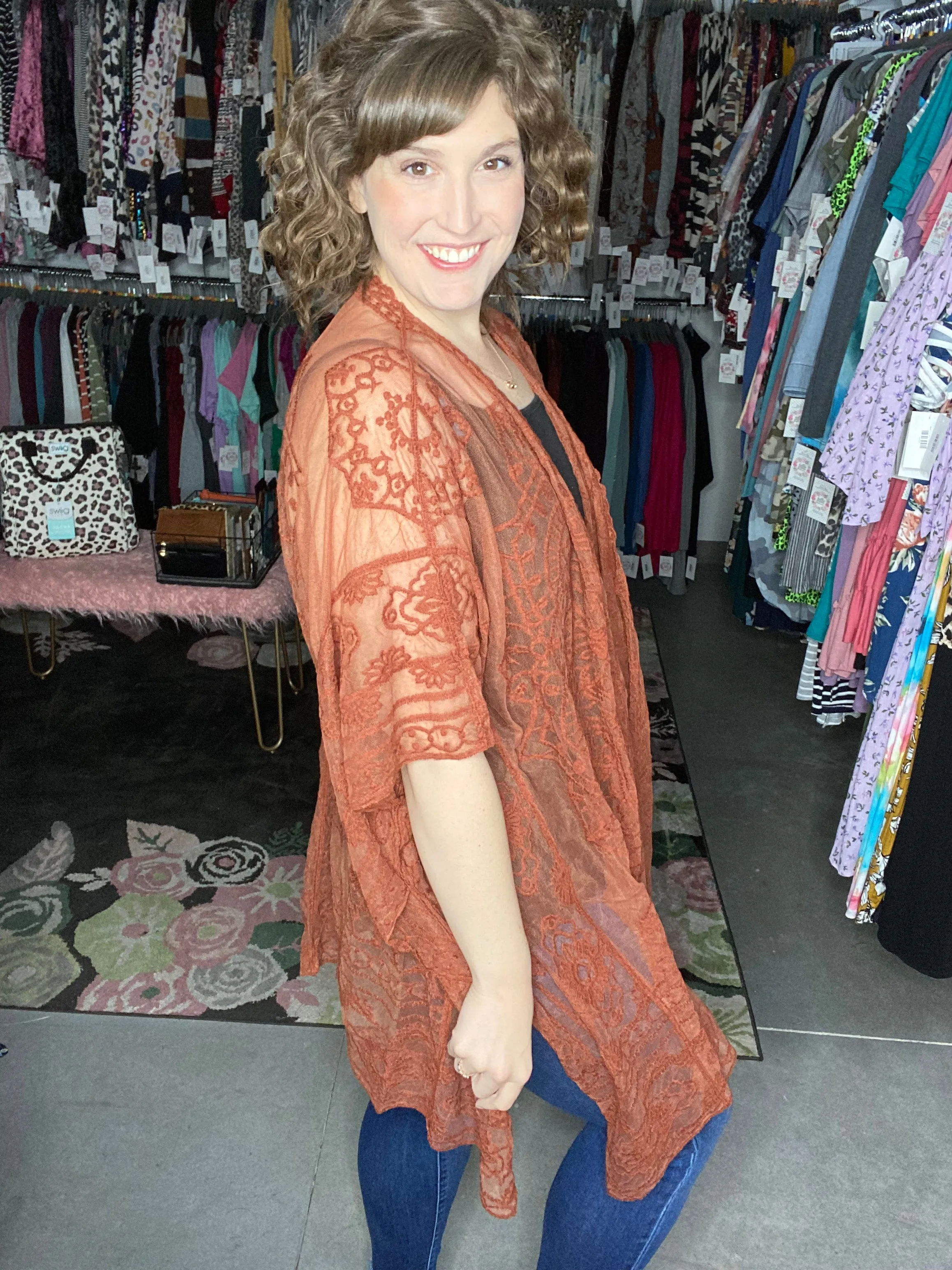 Floral Mandala Embroidered Kimono