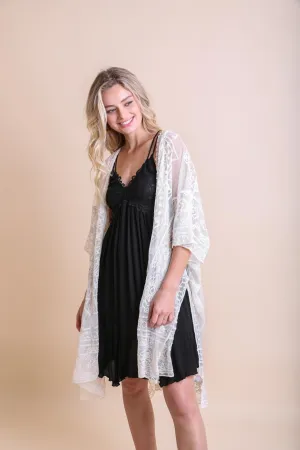 Floral Mandala Embroidered Kimono