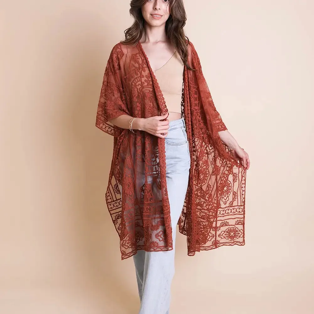 Floral Mandala Embroidered Kimono
