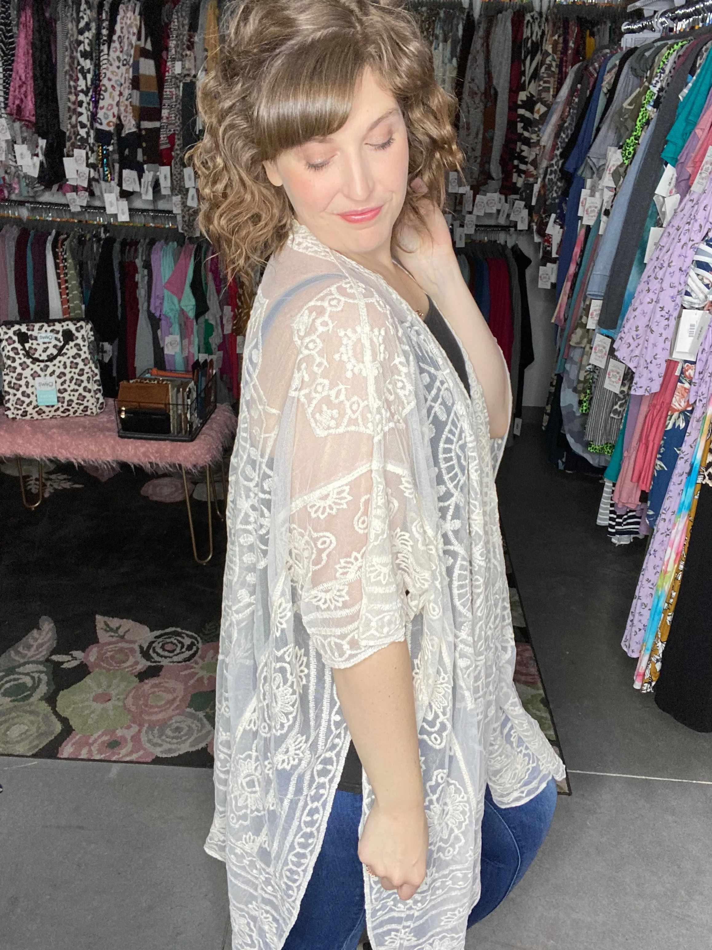 Floral Mandala Embroidered Kimono