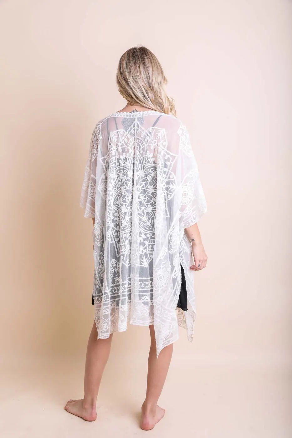 Floral Mandala Embroidered Kimono