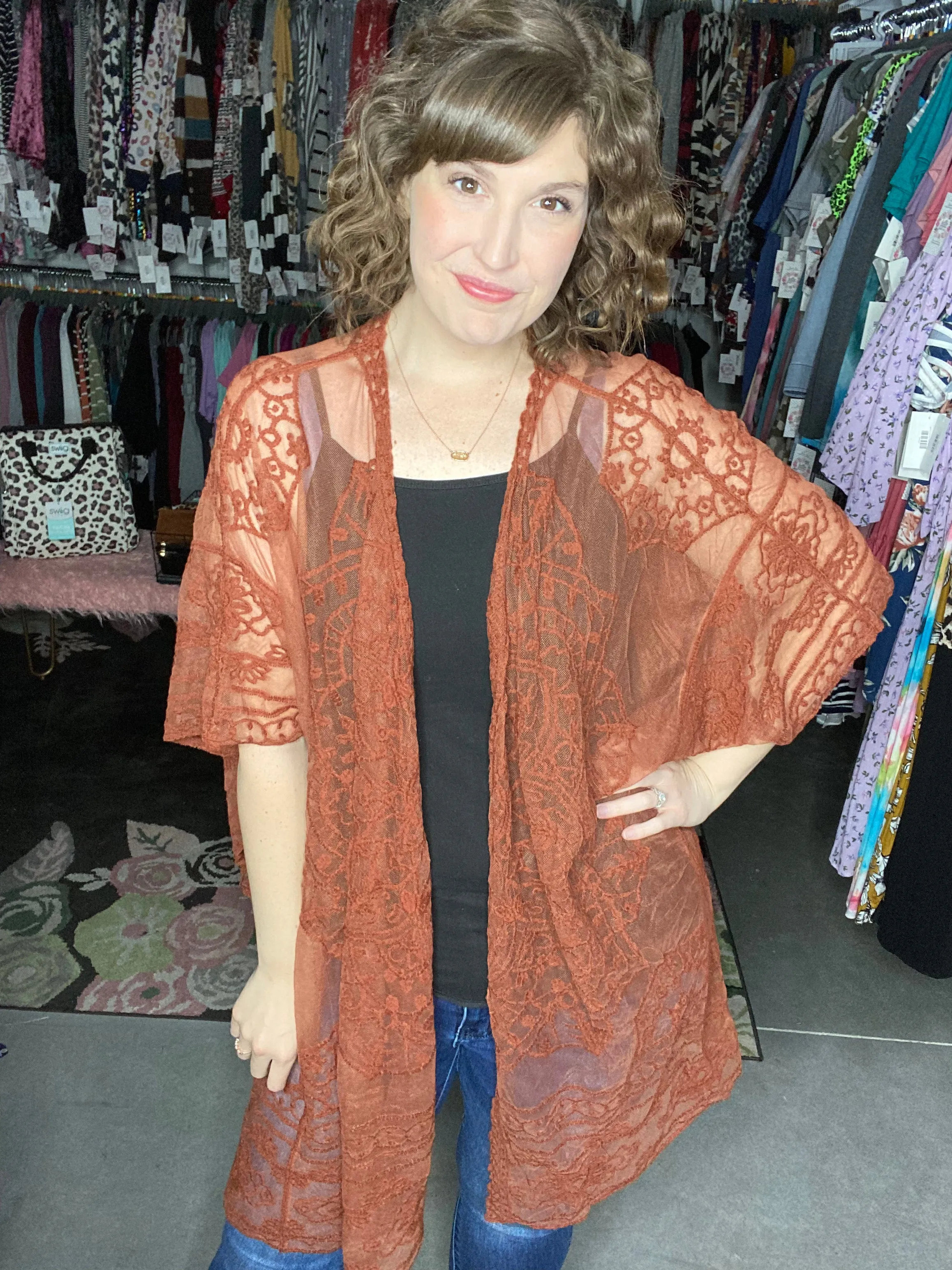 Floral Mandala Embroidered Kimono