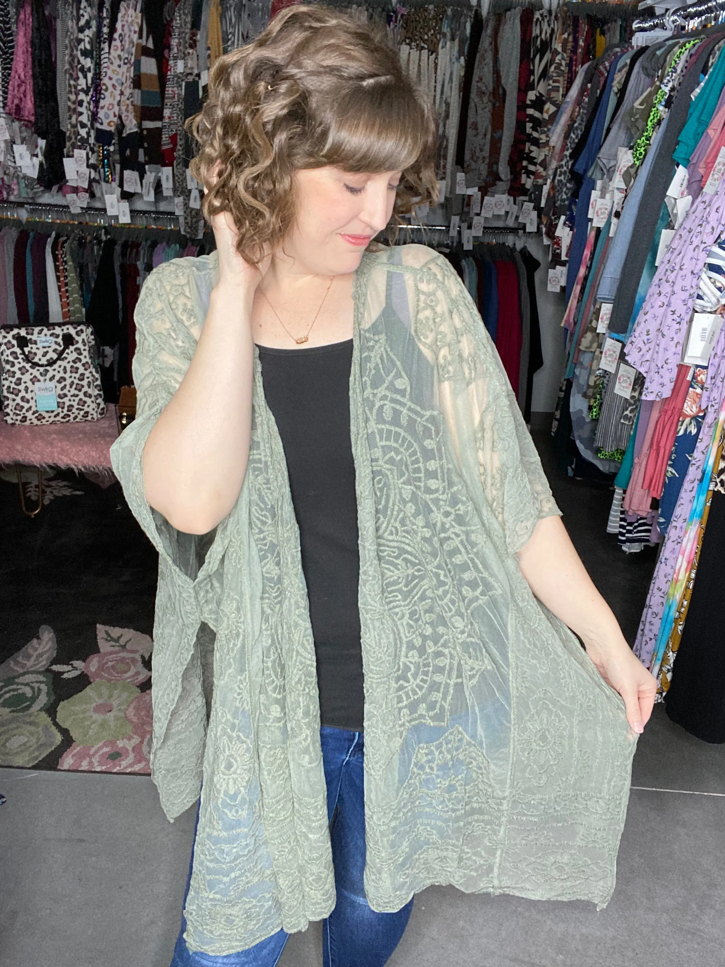 Floral Mandala Embroidered Kimono