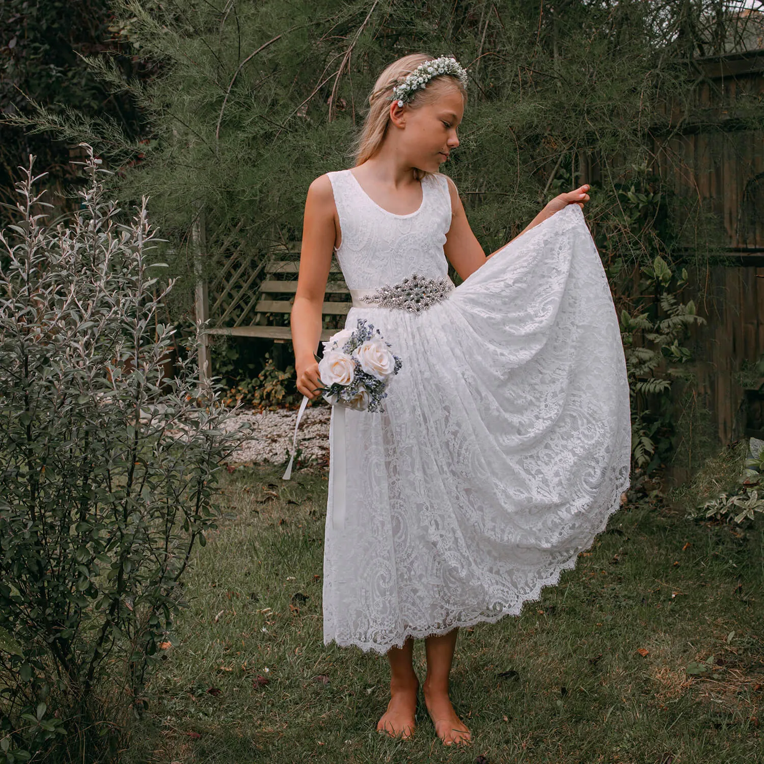 Florence Flower Girl Dress - White