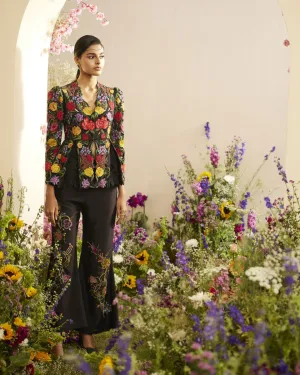 Florique black embroidered and cutwork jacket