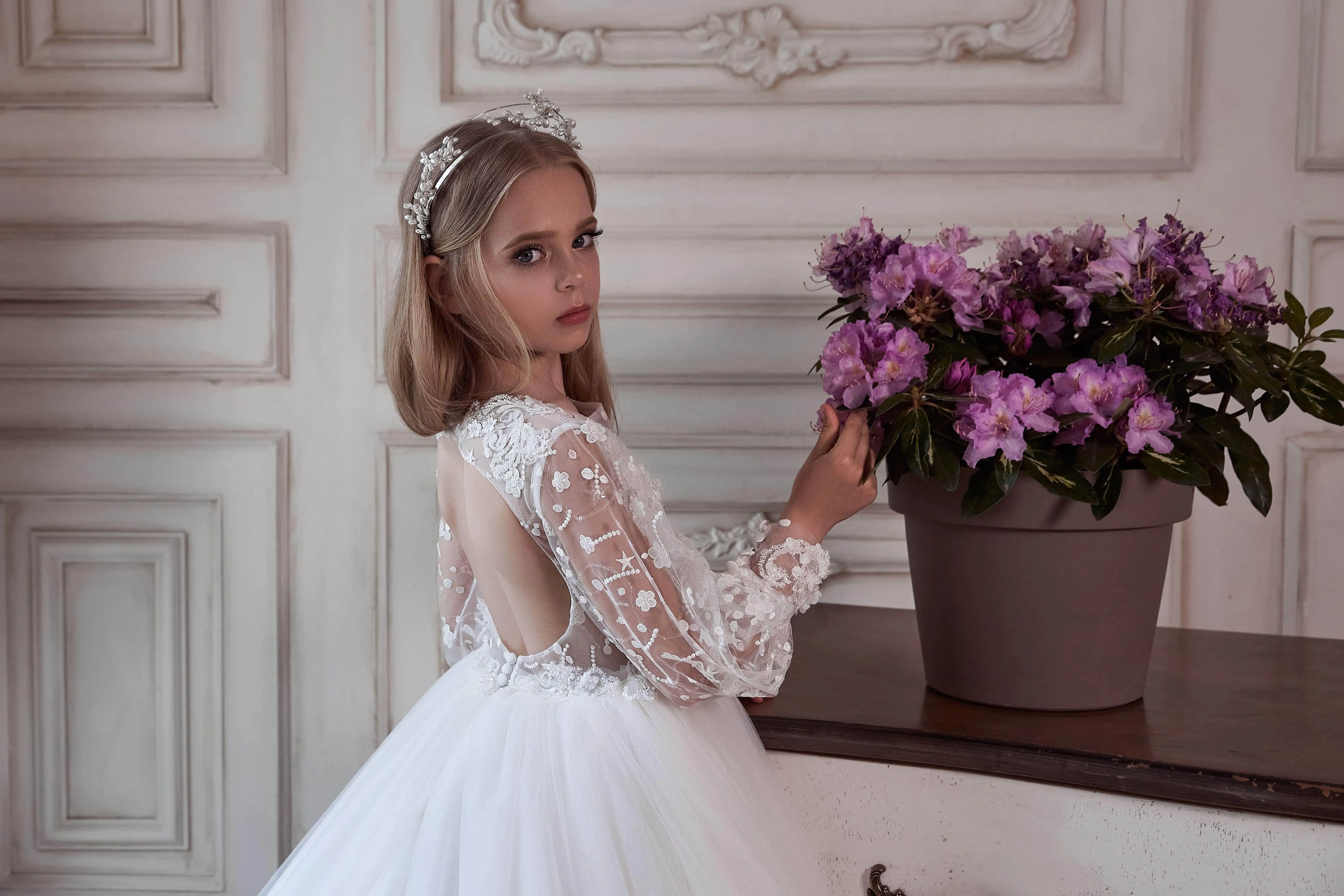 Flower Girl Dress with Open Back