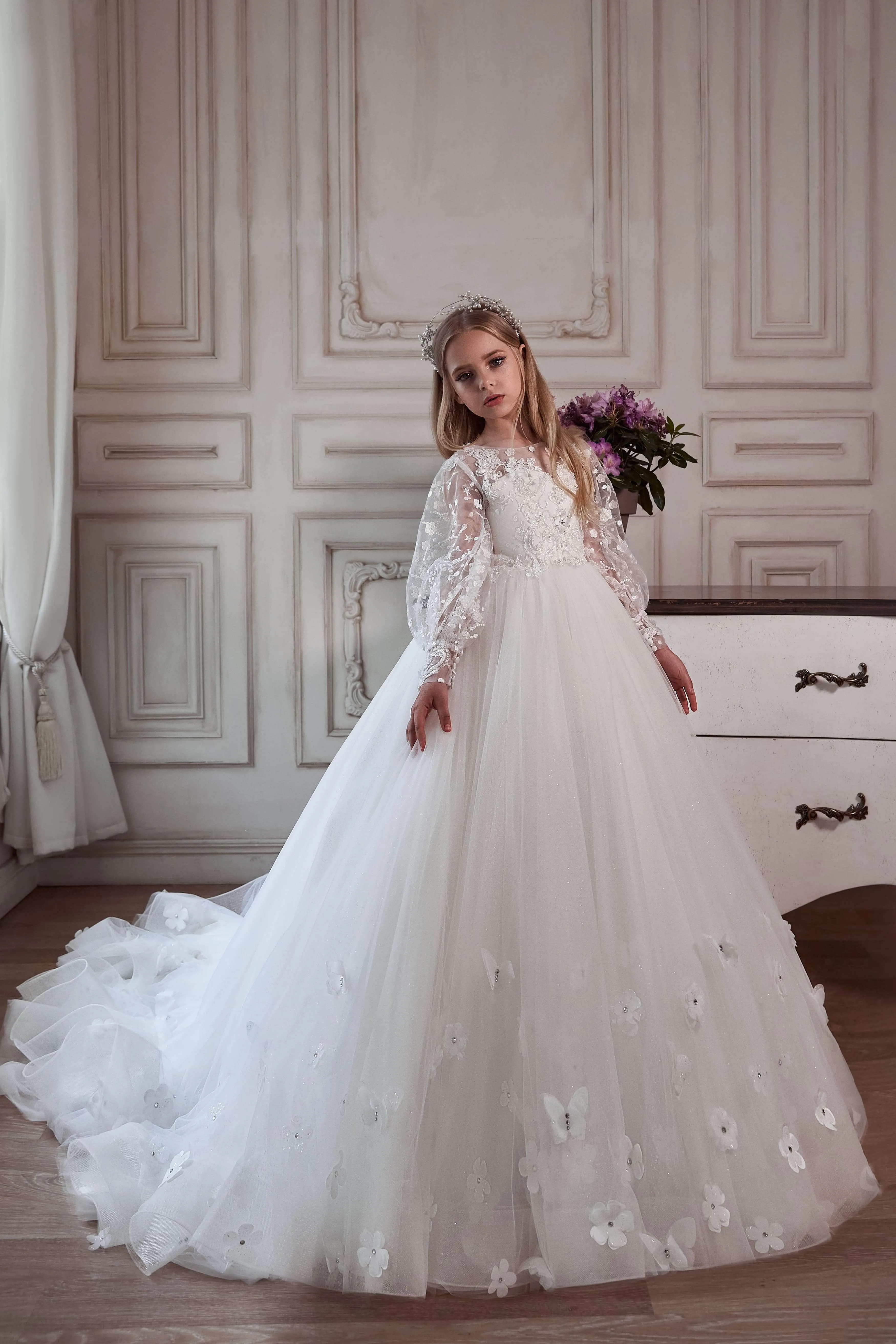 Flower Girl Dress with Open Back