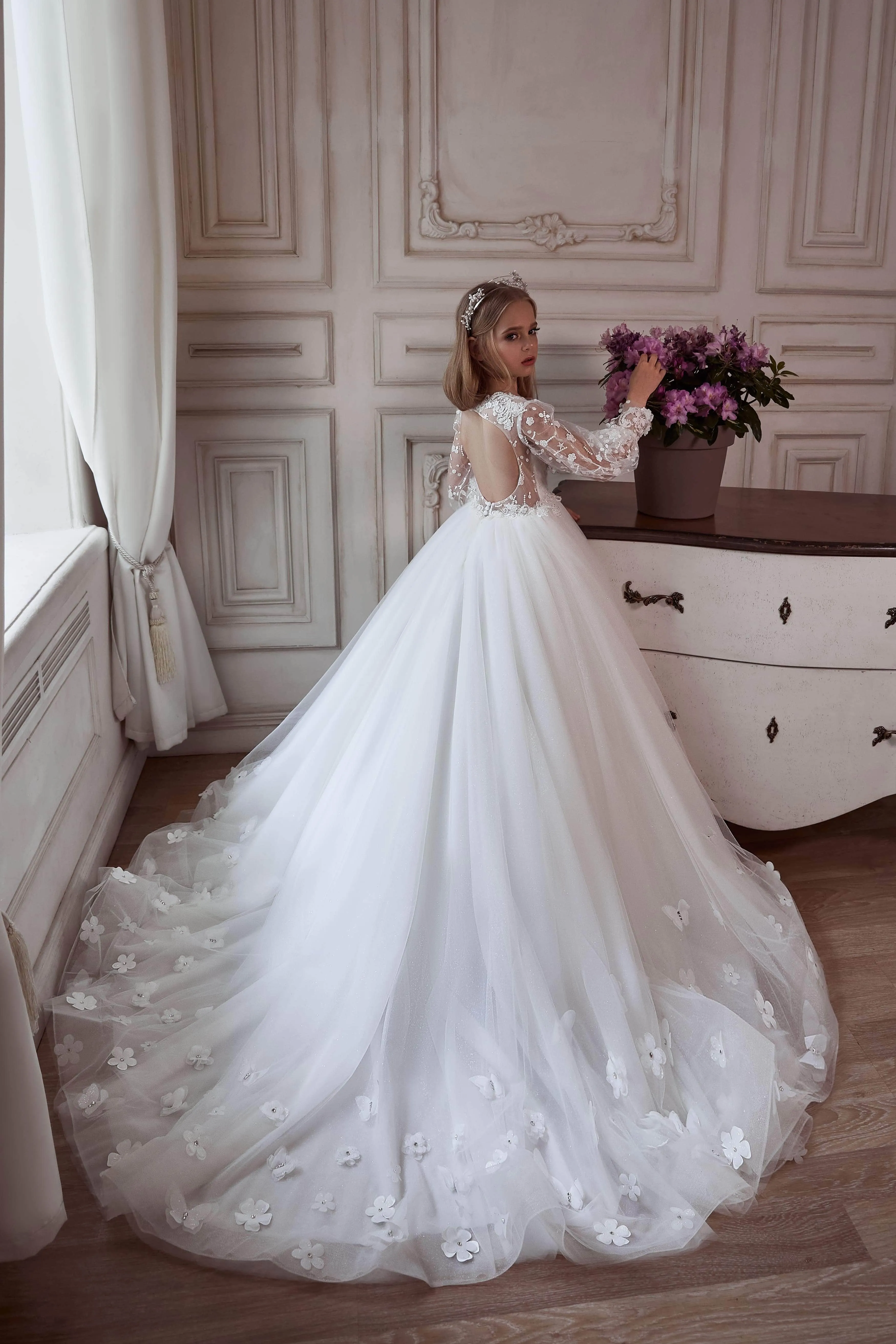 Flower Girl Dress with Open Back