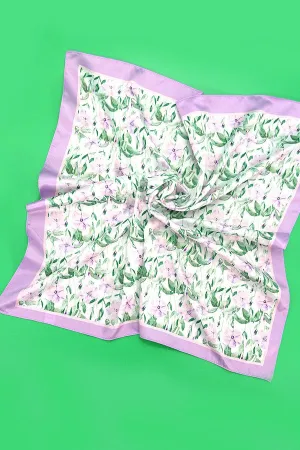 FLOWER PRINT SILKY FEELING BANDANA SCARF | 40SC611