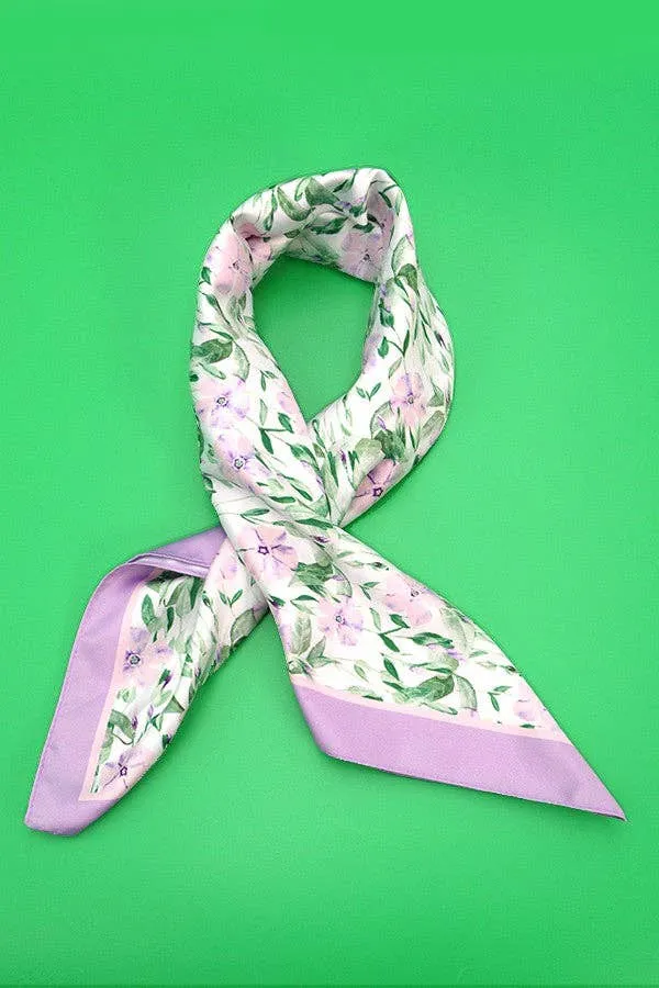FLOWER PRINT SILKY FEELING BANDANA SCARF